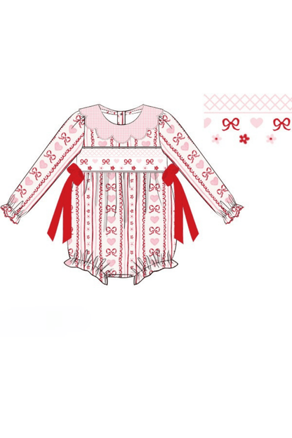 The Smocked Flamingo Apparel & Accessories Pre-Order Smocked Fancy Valentine Bow Bubble