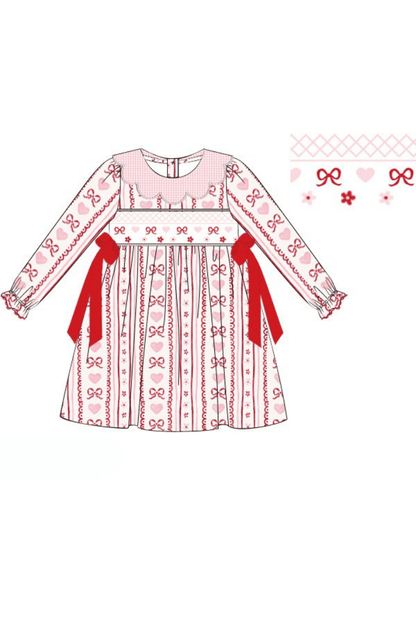 The Smocked Flamingo Apparel & Accessories Pre-Order Smocked Fancy Valentine Bow Dress