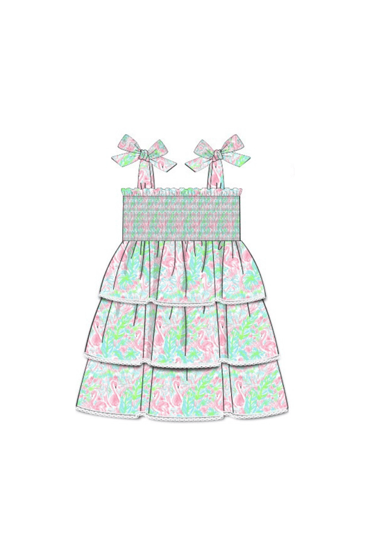 The Smocked Flamingo Apparel & Accessories Pre-Order Smocked Flamingo Summer Fun Tie Shoulder Dress
