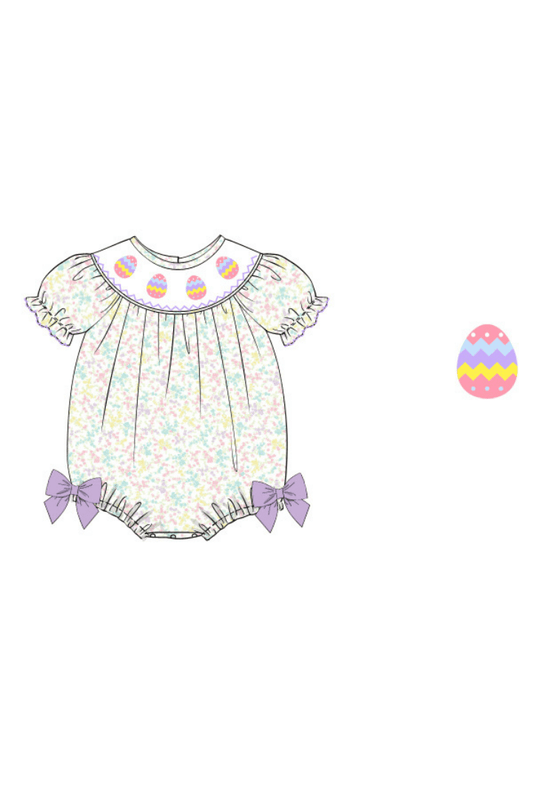 The Smocked Flamingo Apparel & Accessories Pre-Order Smocked Floral Easter Egg Bubble