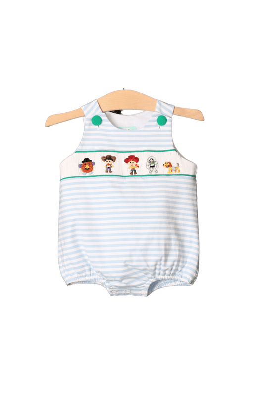 The Smocked Flamingo Apparel & Accessories Pre-Order Smocked Friends Blue Stripe Bubble