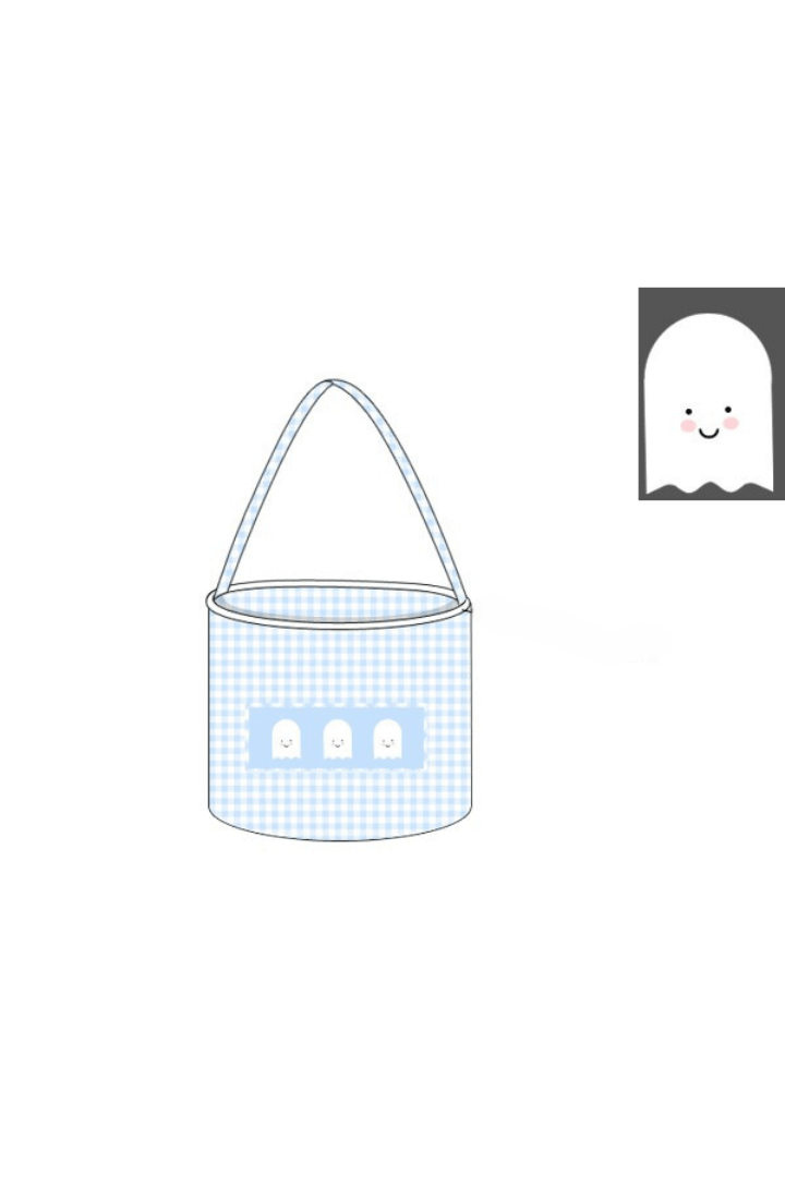 The Smocked Flamingo Apparel & Accessories Pre-Order Smocked Ghost Blue Gingham Treat Basket