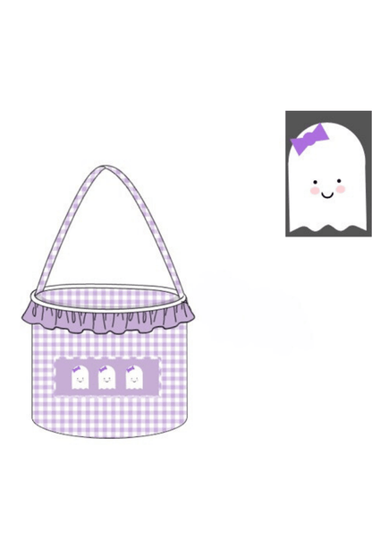 The Smocked Flamingo Apparel & Accessories Pre-Order Smocked Ghost Lavender Gingham Treat Basket