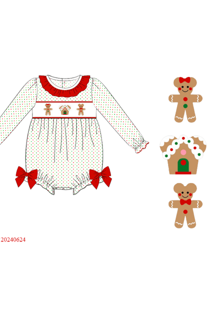 The Smocked Flamingo Apparel & Accessories Pre-Order Smocked Gingerbread Mouse Knit Polka Dot Bubble