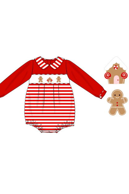 The Smocked Flamingo Apparel & Accessories Pre-Order Smocked Gingerbread Red Knit Bubble