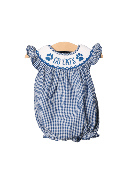 The Smocked Flamingo Apparel & Accessories Pre-Order Smocked Go Cats Blue Bishop Bubble