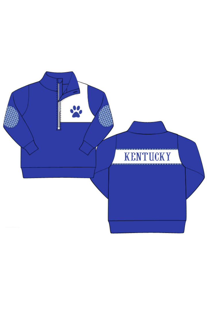 The Smocked Flamingo Apparel & Accessories Pre-Order Smocked Go Cats Royal Blue/Gingham Pullover