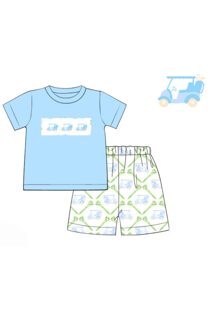 The Smocked Flamingo Apparel & Accessories Pre-Order Smocked Golf Cart Short Set