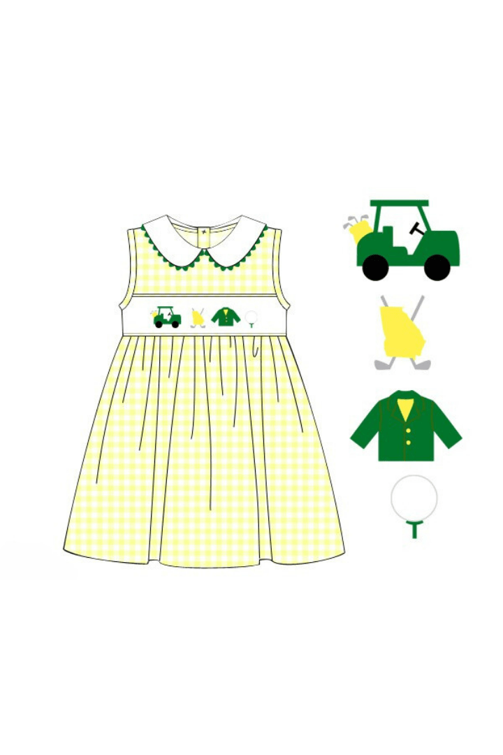 The Smocked Flamingo Apparel & Accessories Pre-Order Smocked Golf Classics Yellow Gingham Dress