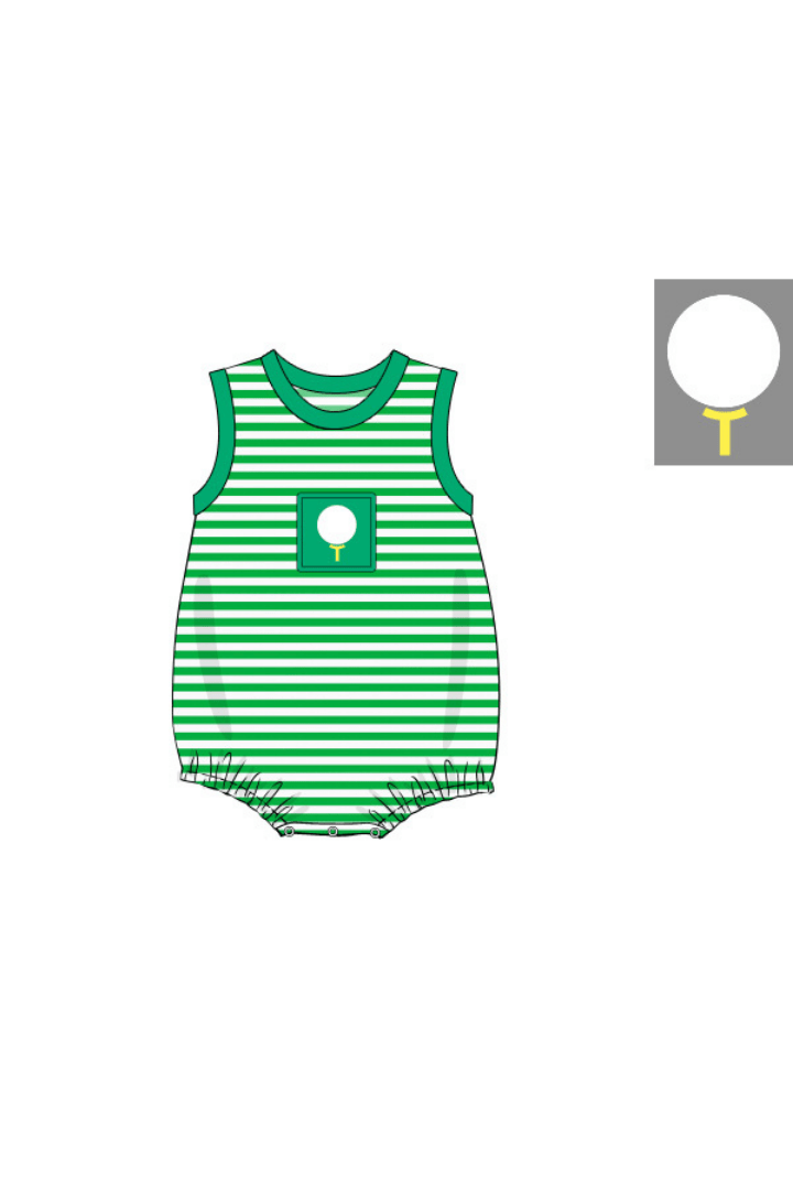 The Smocked Flamingo Apparel & Accessories Pre-Order Smocked Golf Green Stripe Bubble