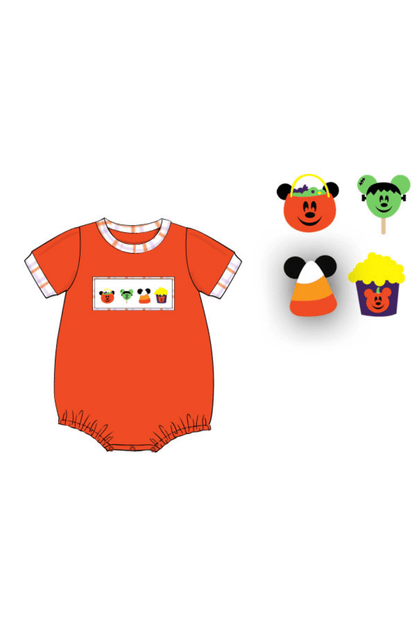 The Smocked Flamingo Apparel & Accessories Pre-Order Smocked Halloween Mouse Treats Plaid Bubble