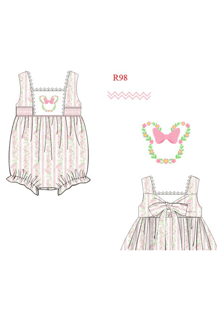 The Smocked Flamingo Apparel & Accessories Pre-Order Smocked/Hand Embroidered Flower Festival Mouse Bubble