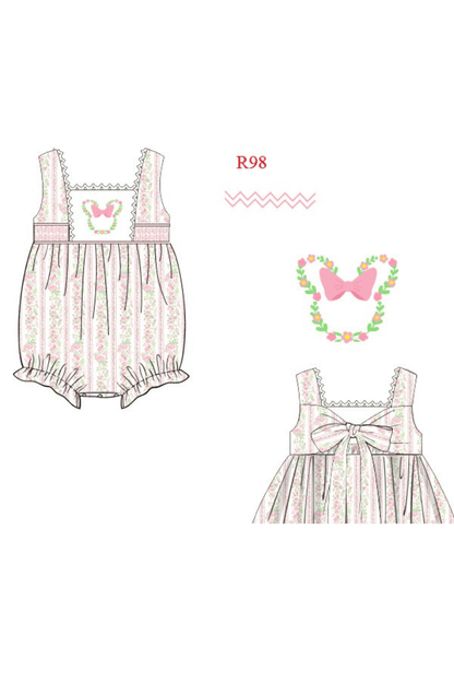 The Smocked Flamingo Apparel & Accessories Pre-Order Smocked/Hand Embroidered Flower Festival Mouse Bubble