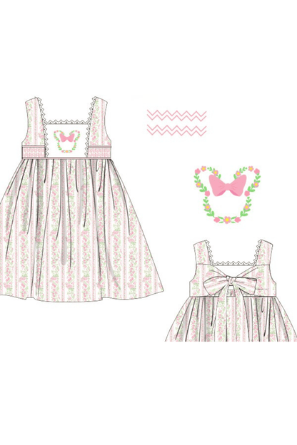The Smocked Flamingo Apparel & Accessories Pre-Order Smocked/Hand Embroidered Flower Festival Mouse Dress