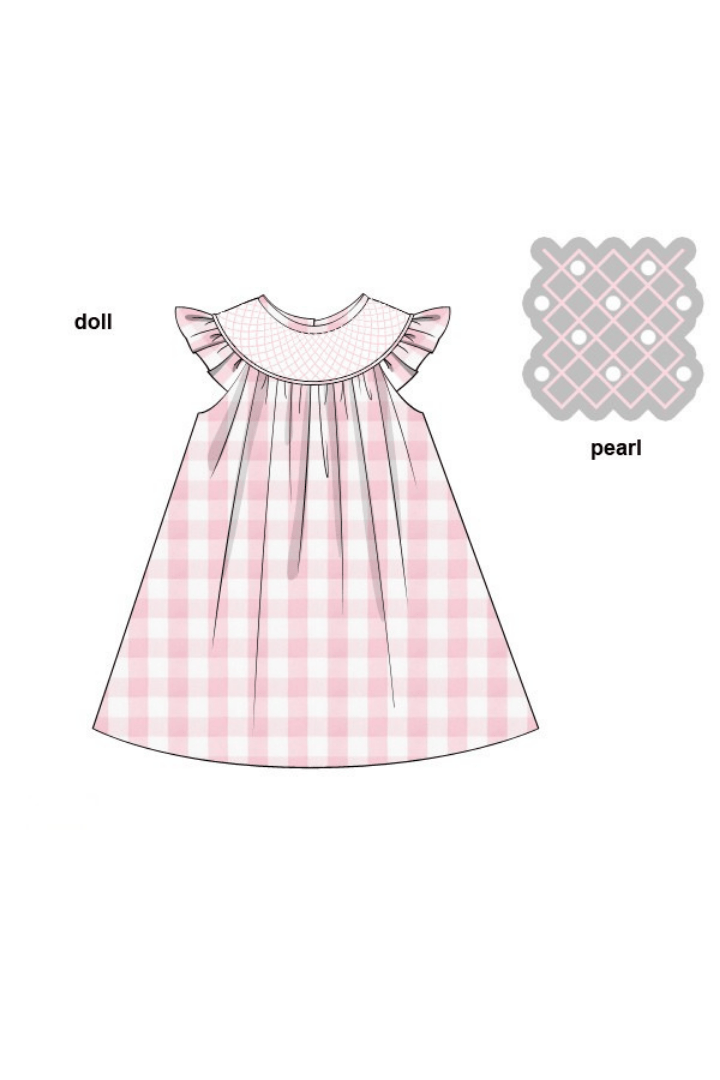 The Smocked Flamingo Apparel & Accessories Pre-Order Smocked Heirloom and Pearl Pink Buffalo-Doll Match