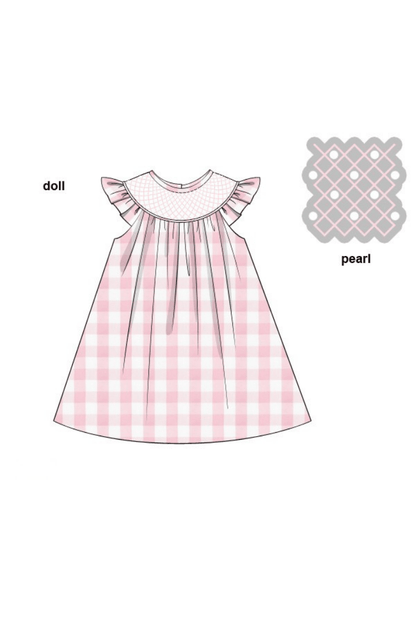 The Smocked Flamingo Apparel & Accessories Pre-Order Smocked Heirloom and Pearl Pink Buffalo-Doll Match