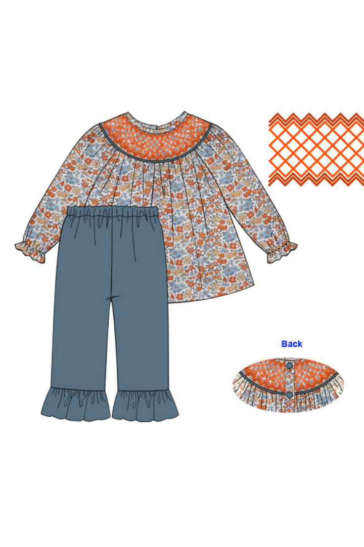 The Smocked Flamingo Apparel & Accessories Pre-Order Smocked Heirloom Fall Floral Pant Set