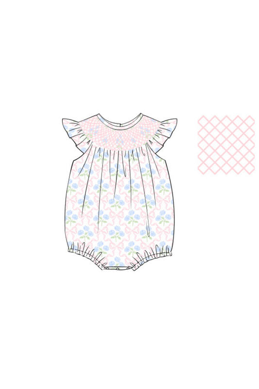 The Smocked Flamingo Apparel & Accessories Pre-Order Smocked Heirloom Hydrangea Bow Bubble