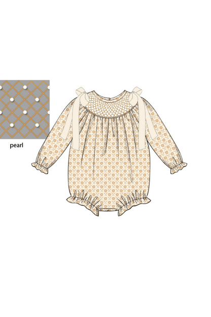 The Smocked Flamingo Apparel & Accessories Pre-Order Smocked Heirloom Pearl Cream Floral Corduroy Bubble