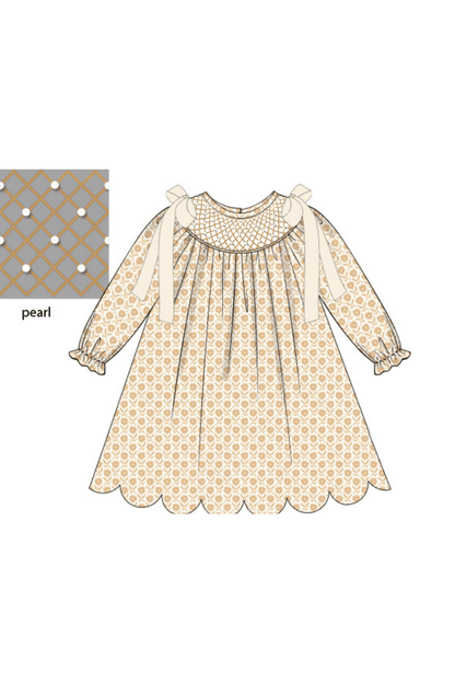 The Smocked Flamingo Apparel & Accessories Pre-Order Smocked Heirloom Pearl Cream Floral Corduroy Dress