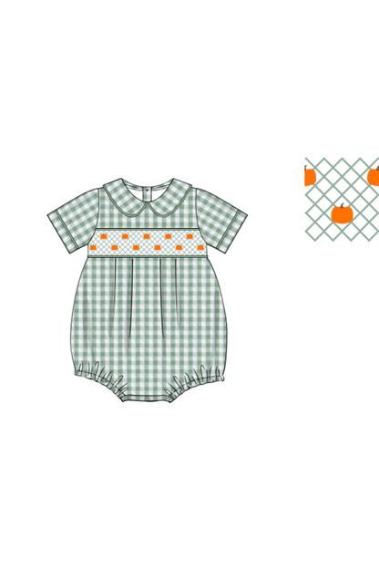 The Smocked Flamingo Apparel & Accessories Pre-Order Smocked Heirloom Pumpkin Seersucker Bubble