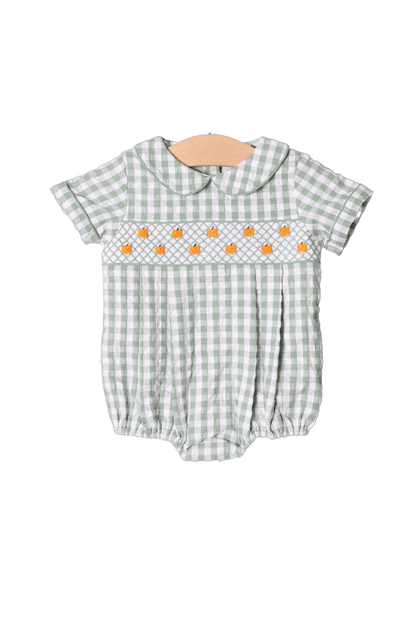 The Smocked Flamingo Apparel & Accessories Pre-Order Smocked Heirloom Pumpkin Seersucker Bubble