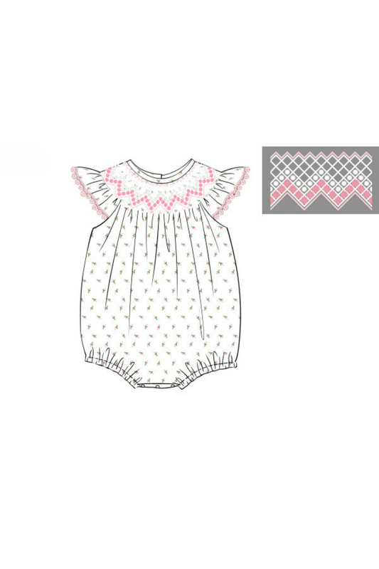 The Smocked Flamingo Apparel & Accessories Pre-Order Smocked Heirloom Rose Bud Bishop Bubble