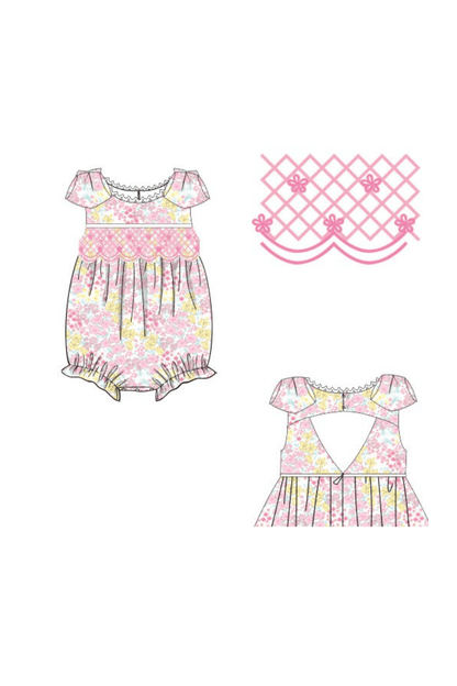 The Smocked Flamingo Apparel & Accessories Pre-Order Smocked Heirloom Spring Floral Bow Bubble