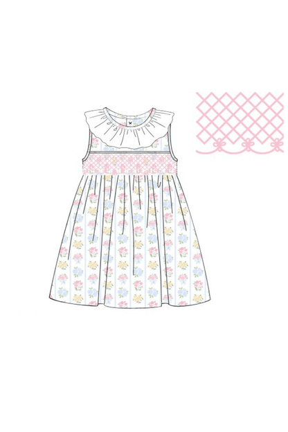 The Smocked Flamingo Apparel & Accessories Pre-Order Smocked Heirloom Spring Floral Dress