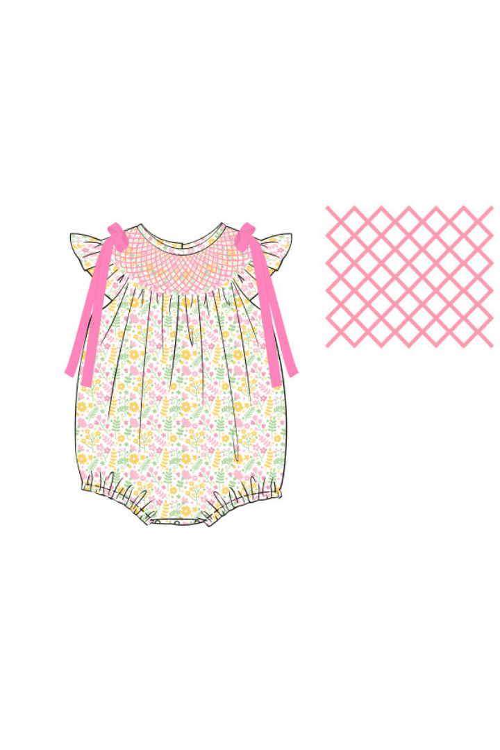 The Smocked Flamingo Apparel & Accessories Pre-Order Smocked Heirloom Sweet Bunny Floral Bubble