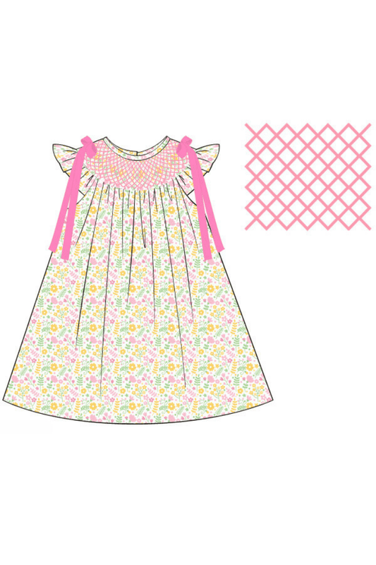 The Smocked Flamingo Apparel & Accessories Pre-Order Smocked Heirloom Sweet Bunny Floral Dress