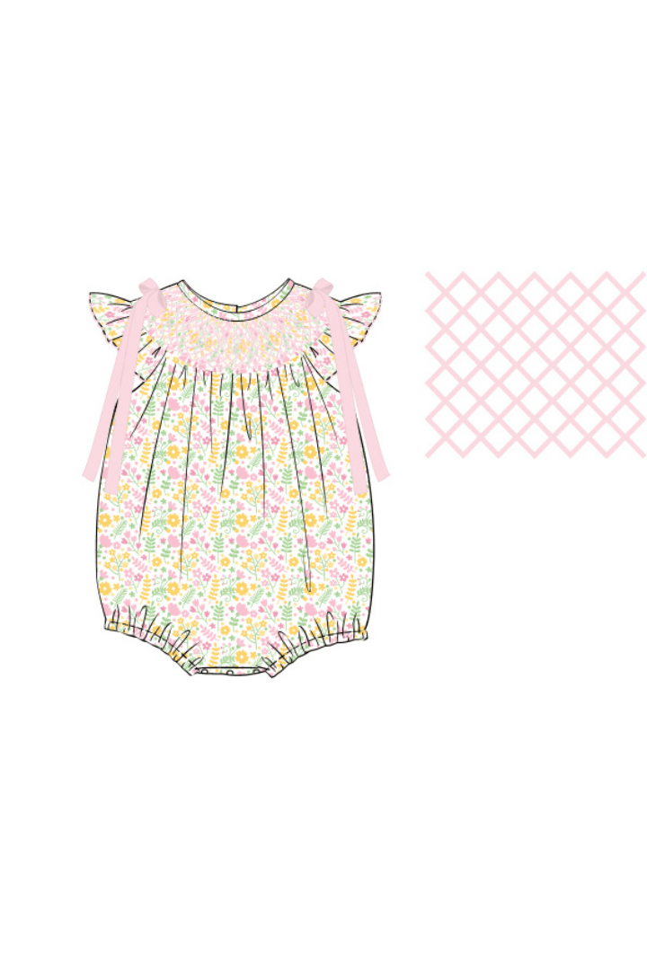 The Smocked Flamingo Apparel & Accessories Pre-Order Smocked Heirloom Sweet Floral Bubble