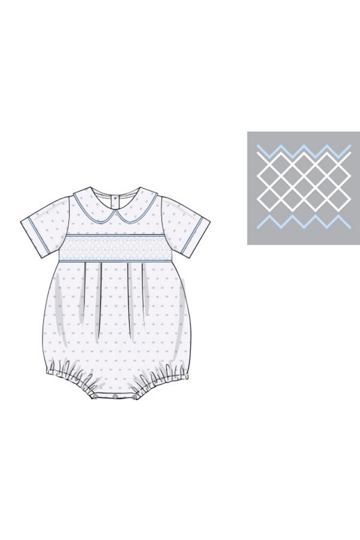 The Smocked Flamingo Apparel & Accessories Pre-Order Smocked Heirloom Swiss Dot Boy Bubble