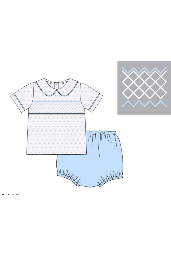 The Smocked Flamingo Apparel & Accessories Pre-Order Smocked Heirloom Swiss Dot Boy Diaper Set