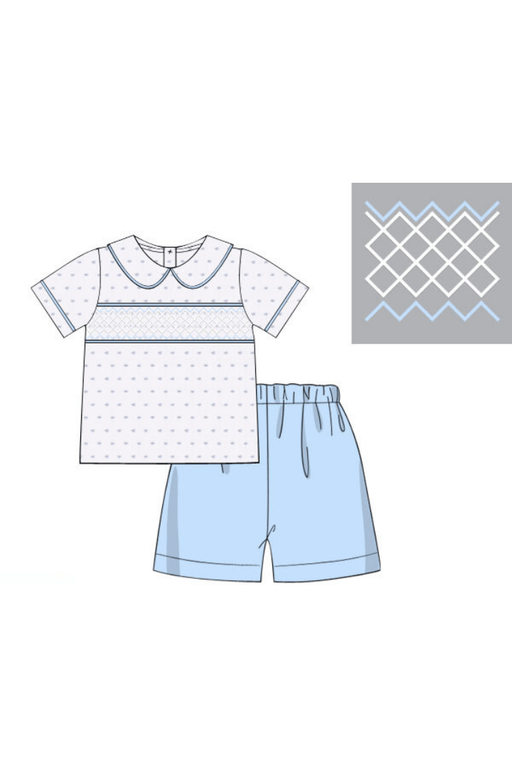 The Smocked Flamingo Apparel & Accessories Pre-Order Smocked Heirloom Swiss Dot Short Set