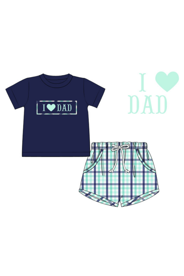 The Smocked Flamingo Apparel & Accessories Pre-Order Smocked I Love Daddy Plaid Short Set