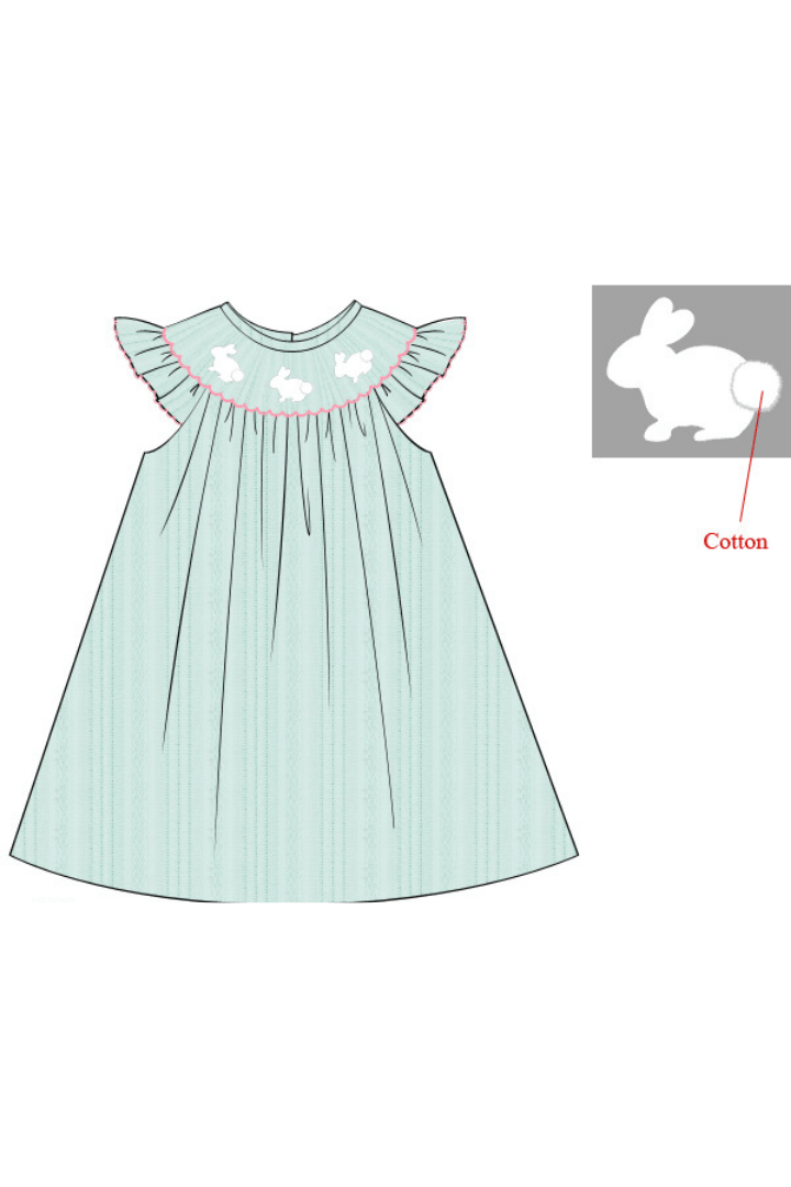 The Smocked Flamingo Apparel & Accessories Pre-Order Smocked Linen Bunny Bishop Dress