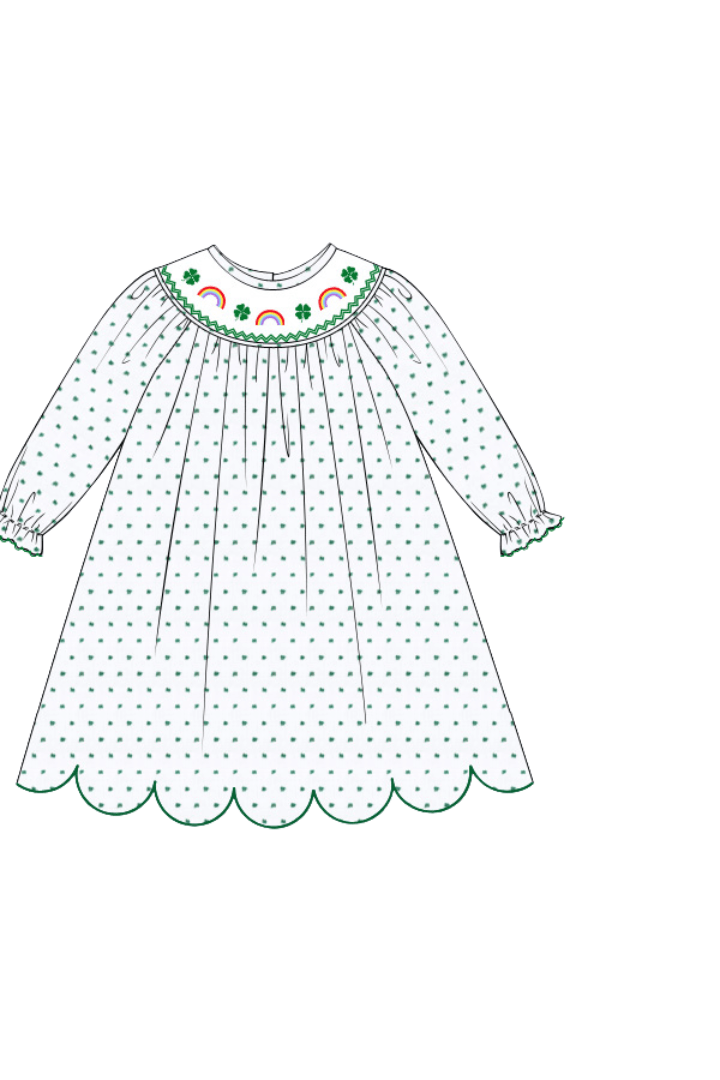 The Smocked Flamingo Apparel & Accessories Pre-Order Smocked Lucky Rainbow Swiss Dot Dress