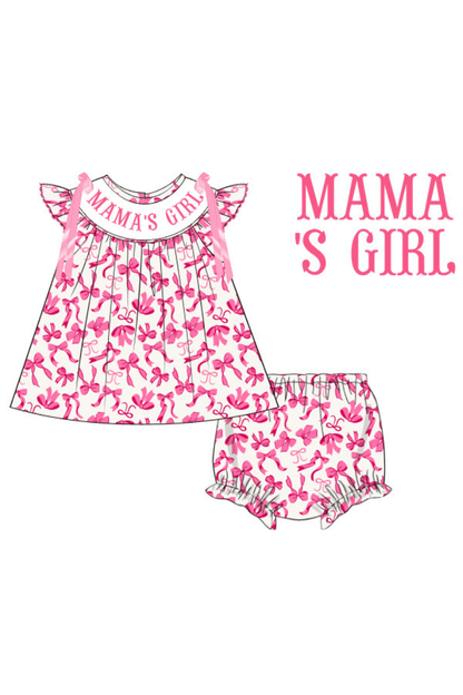 The Smocked Flamingo Apparel & Accessories Pre-Order Smocked Mama's Girl Pink Bow Bloomer Set