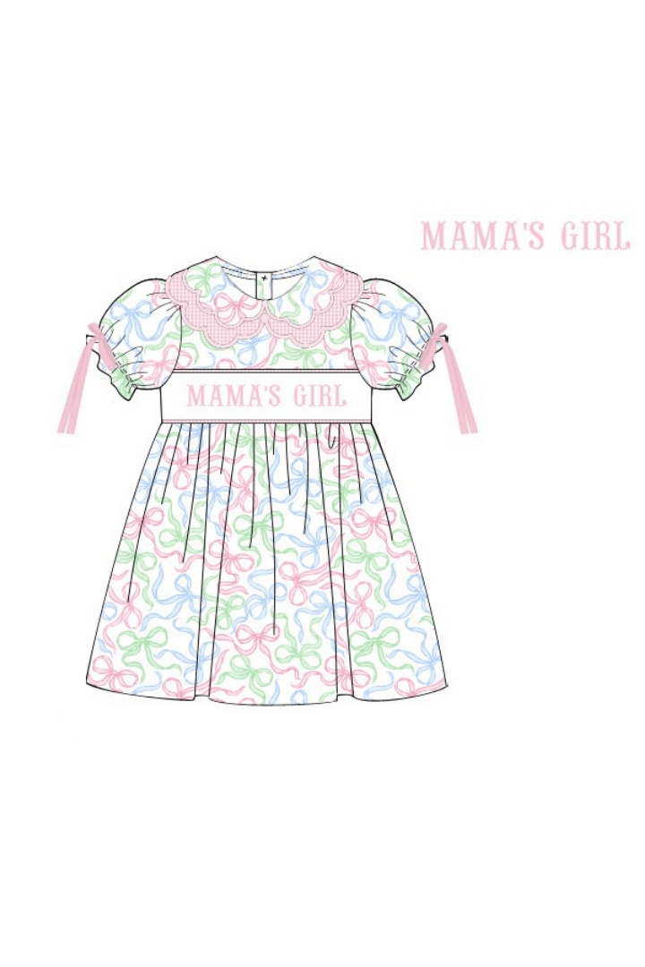 The Smocked Flamingo Apparel & Accessories Pre-Order Smocked Mama's Girl Sweet Bows Scalloped Dress