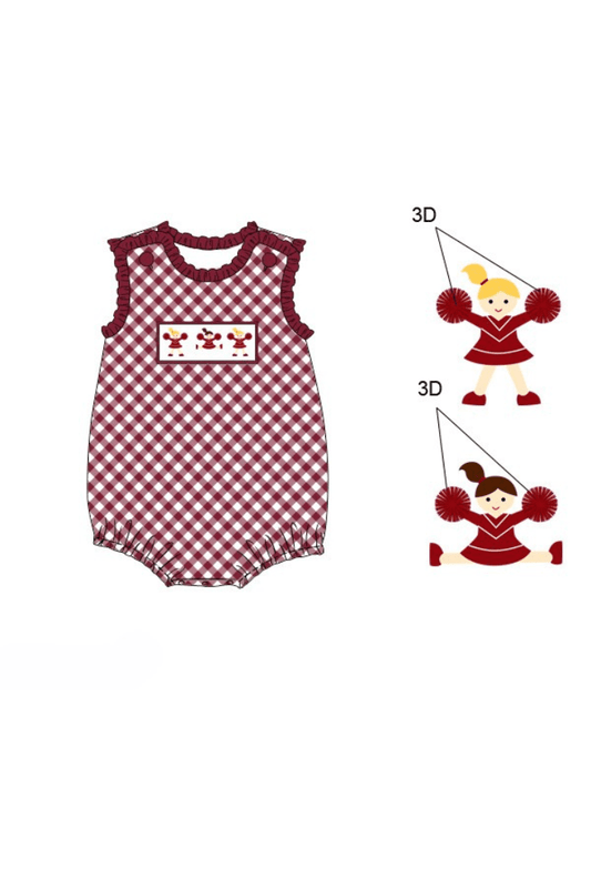 The Smocked Flamingo Apparel & Accessories Pre-Order Smocked Maroon Gingham Bubble