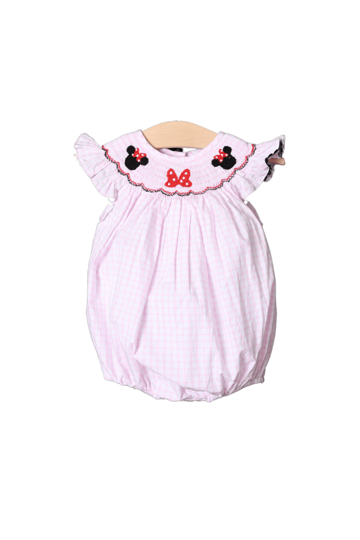 The Smocked Flamingo Apparel & Accessories Pre-Order Smocked Mouse and Bow Windowpane Bubble