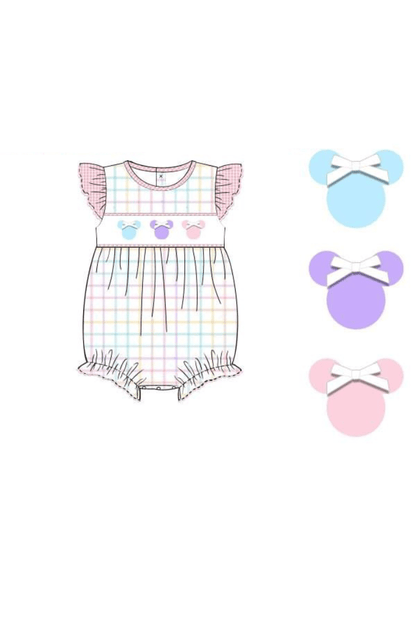 The Smocked Flamingo Apparel & Accessories Pre-Order Smocked Mouse Pastel Plaid Bubble