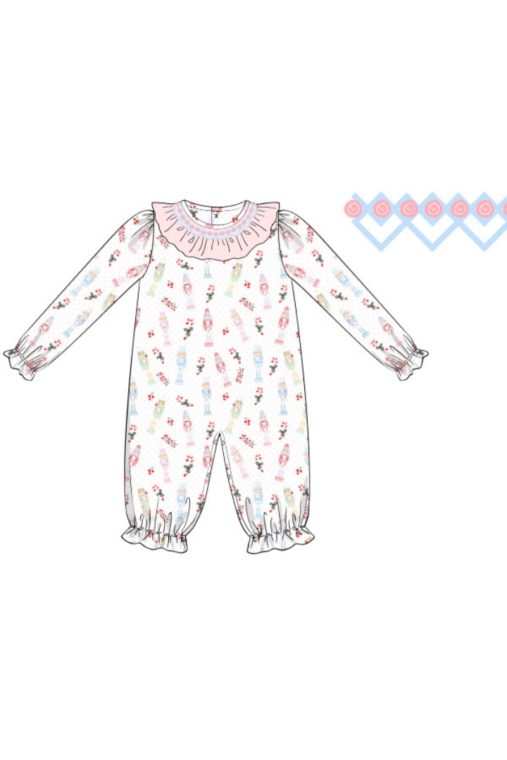 The Smocked Flamingo Apparel & Accessories Pre-Order Smocked Nutcracker Knit Romper