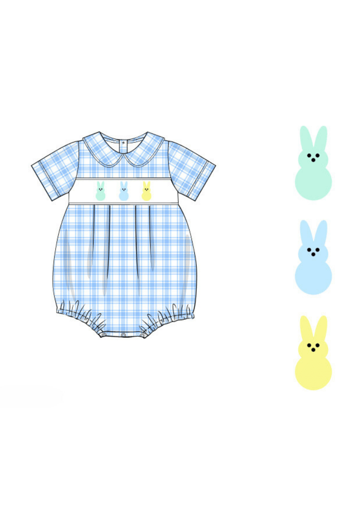 The Smocked Flamingo Apparel & Accessories Pre-Order Smocked Peep Blue Gingham Bubble