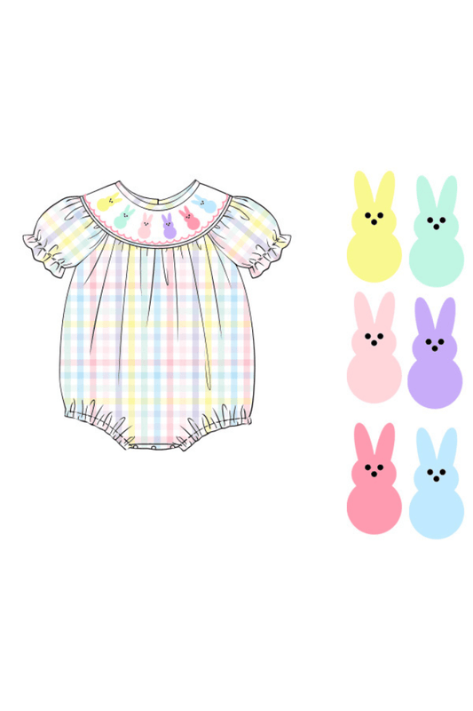 The Smocked Flamingo Apparel & Accessories Pre-Order Smocked Peep Pastel Plaid Bubble