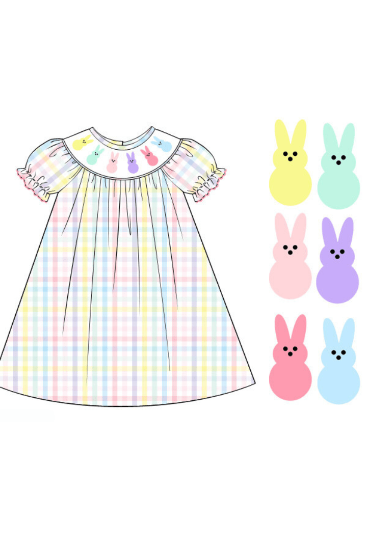 The Smocked Flamingo Apparel & Accessories Pre-Order Smocked Peep Pastel Plaid Dress