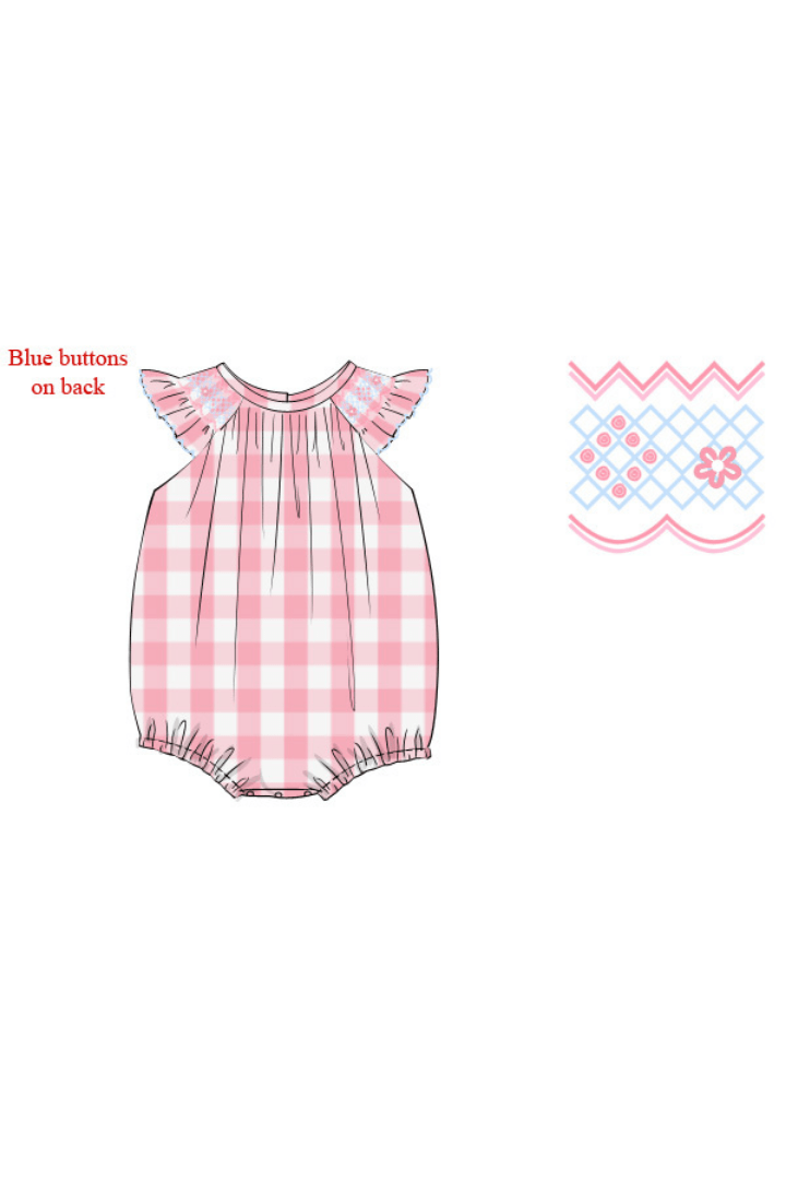 The Smocked Flamingo Apparel & Accessories Pre-Order Smocked Pink and Blue Gingham Bubble