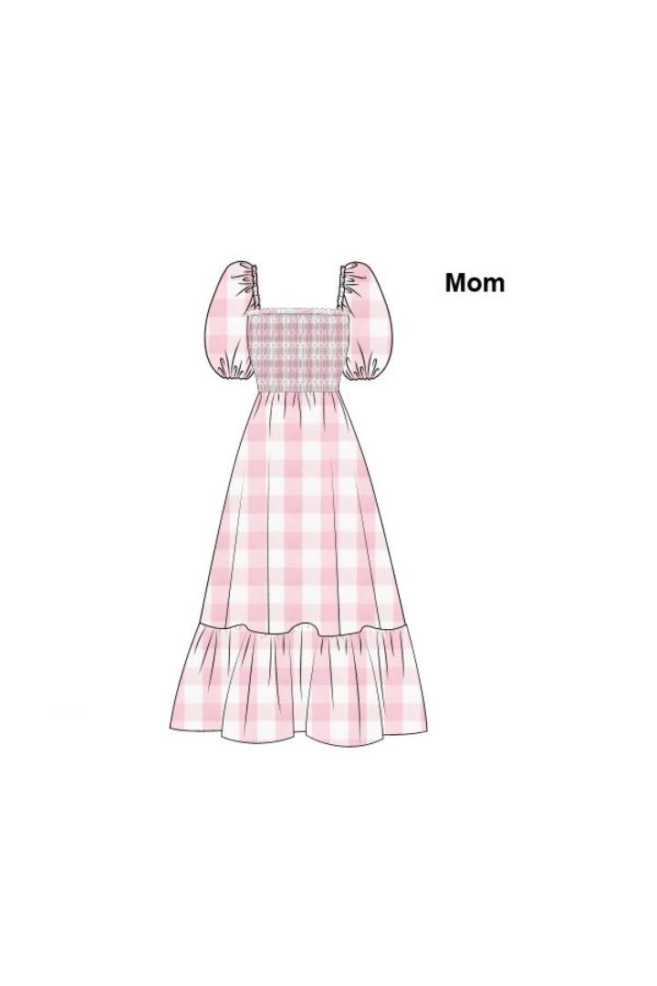 The Smocked Flamingo Apparel & Accessories Pre-Order Smocked Pink Buffalo Check Matching Mom Dress