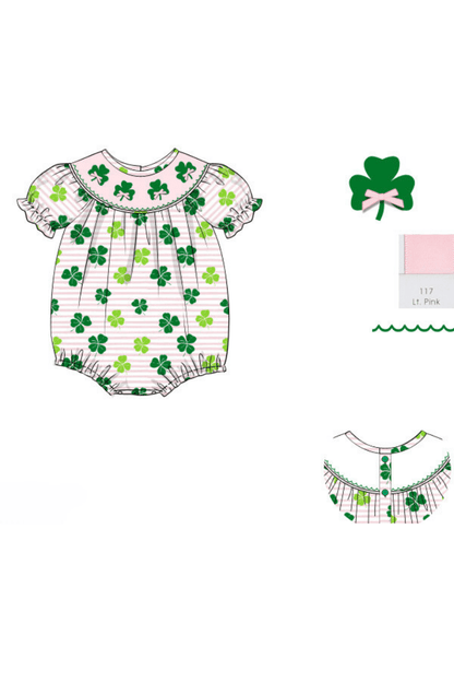 The Smocked Flamingo Apparel & Accessories Pre-Order Smocked Pink Clover Bishop Bubble